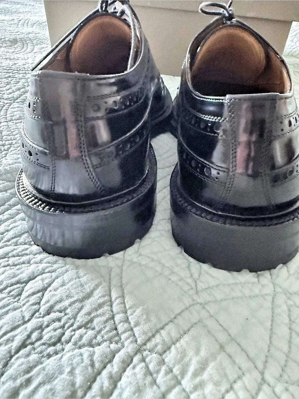 Cole Haan Petersen Wingtip Brogue Oxfords Dress shoes Black US 8 E Wide - New